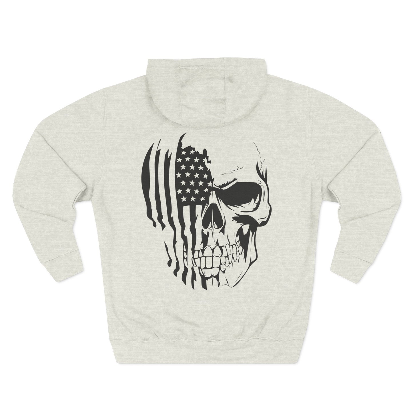 American Flag Skull Hoodie – Patriotic Grunge Fleece Pullover