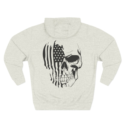 American Flag Skull Hoodie – Patriotic Grunge Fleece Pullover