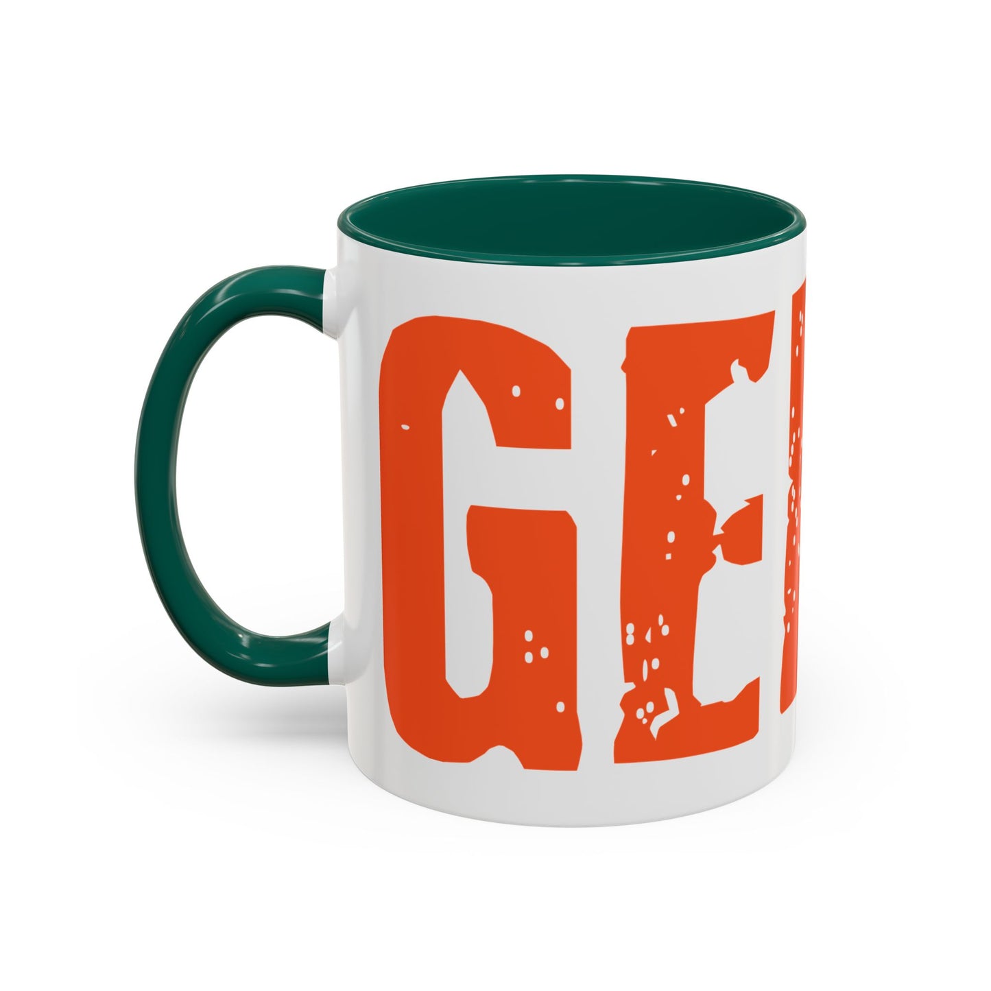 Mug — Bold Distressed Orange Text Coffee Cup (11oz/15oz)