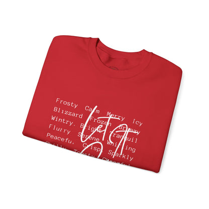 Crewneck Sweatshirt — Cozy Holiday Words “Oh Joy” Typography Design