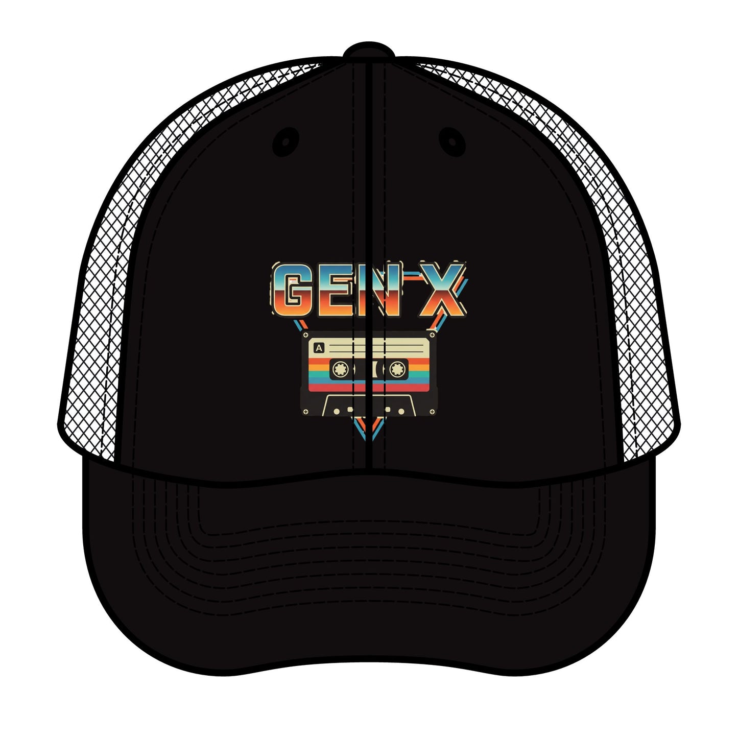 Retro Gen X Trucker Hat — Vintage Cassette Tape Design