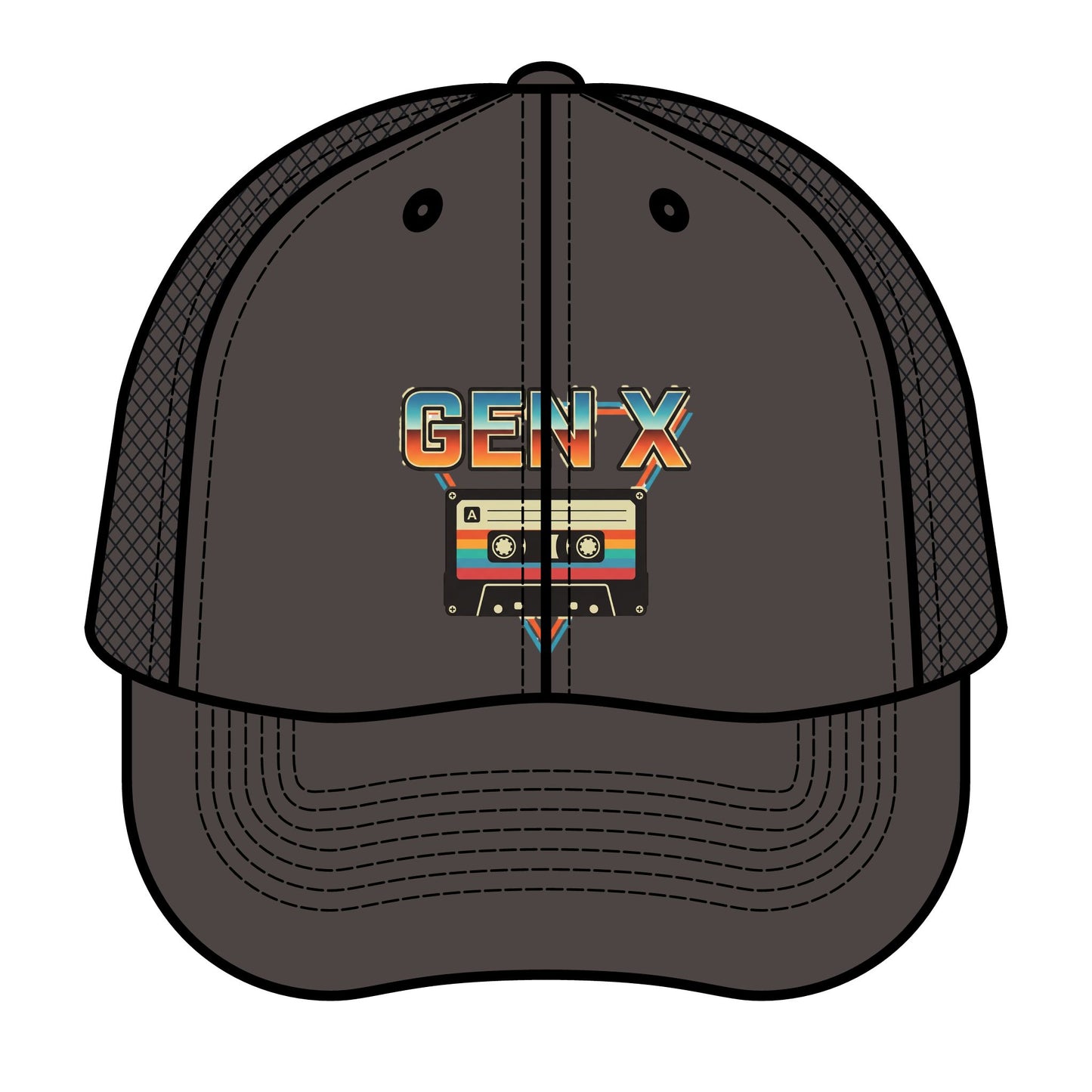 Retro Gen X Trucker Hat — Vintage Cassette Tape Design