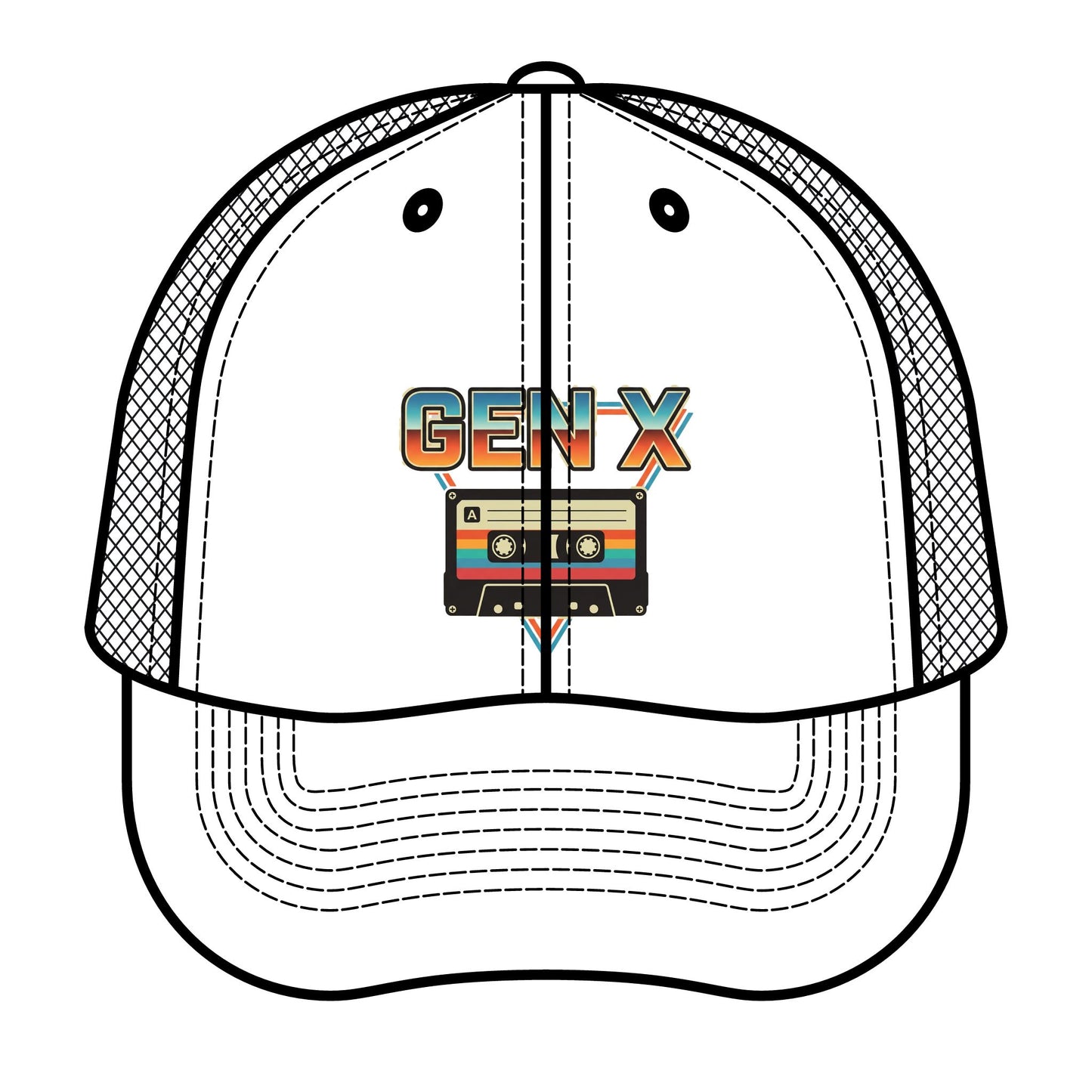 Retro Gen X Trucker Hat — Vintage Cassette Tape Design