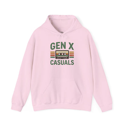 Gen X Casuals Hoodie — Retro Cassette Vintage Sweatshirt for '90s Nostalgia