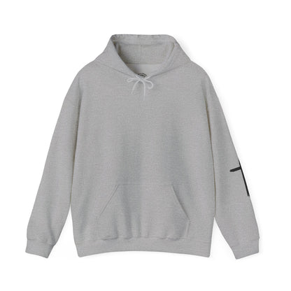 Blessed Cross Hoodie — Christian Faith Pullover with Cross Sleeve Design