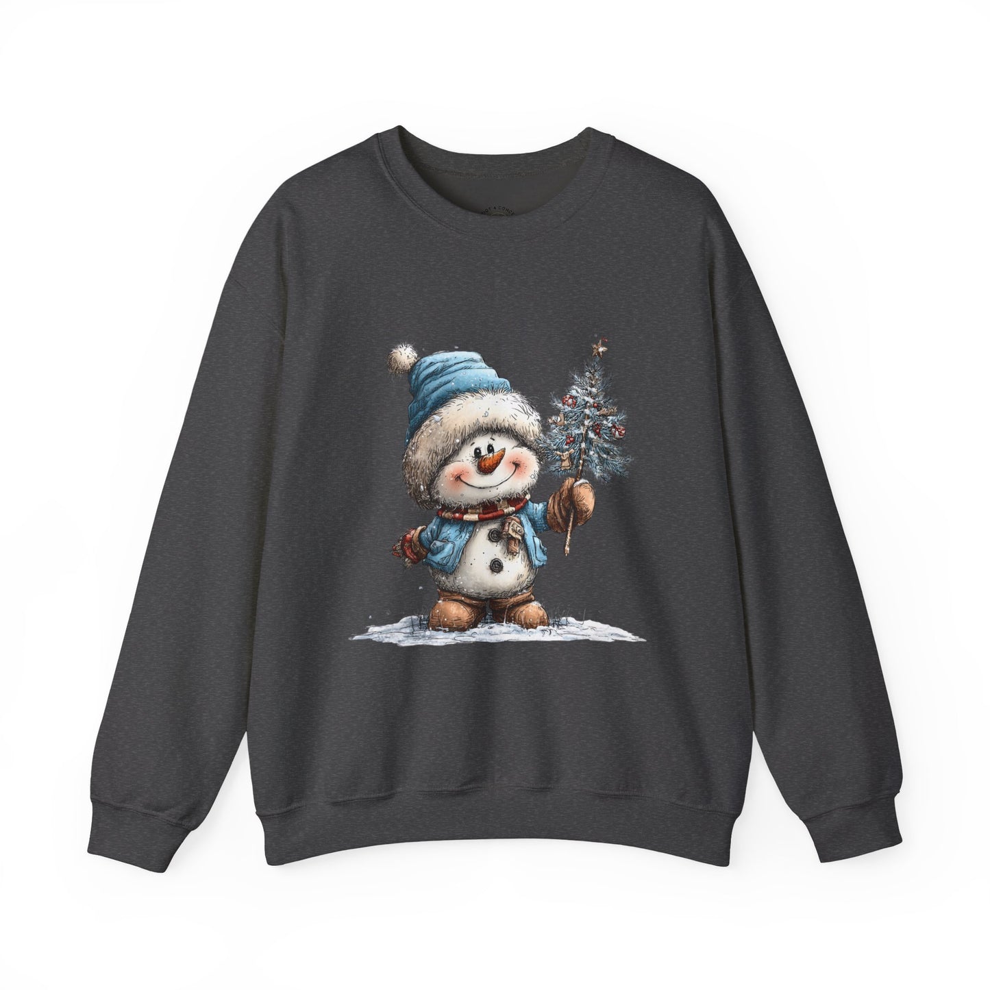 Snowman with Tree Crewneck Sweatshirt — Cute Holiday Kids-Style Winter Pullover