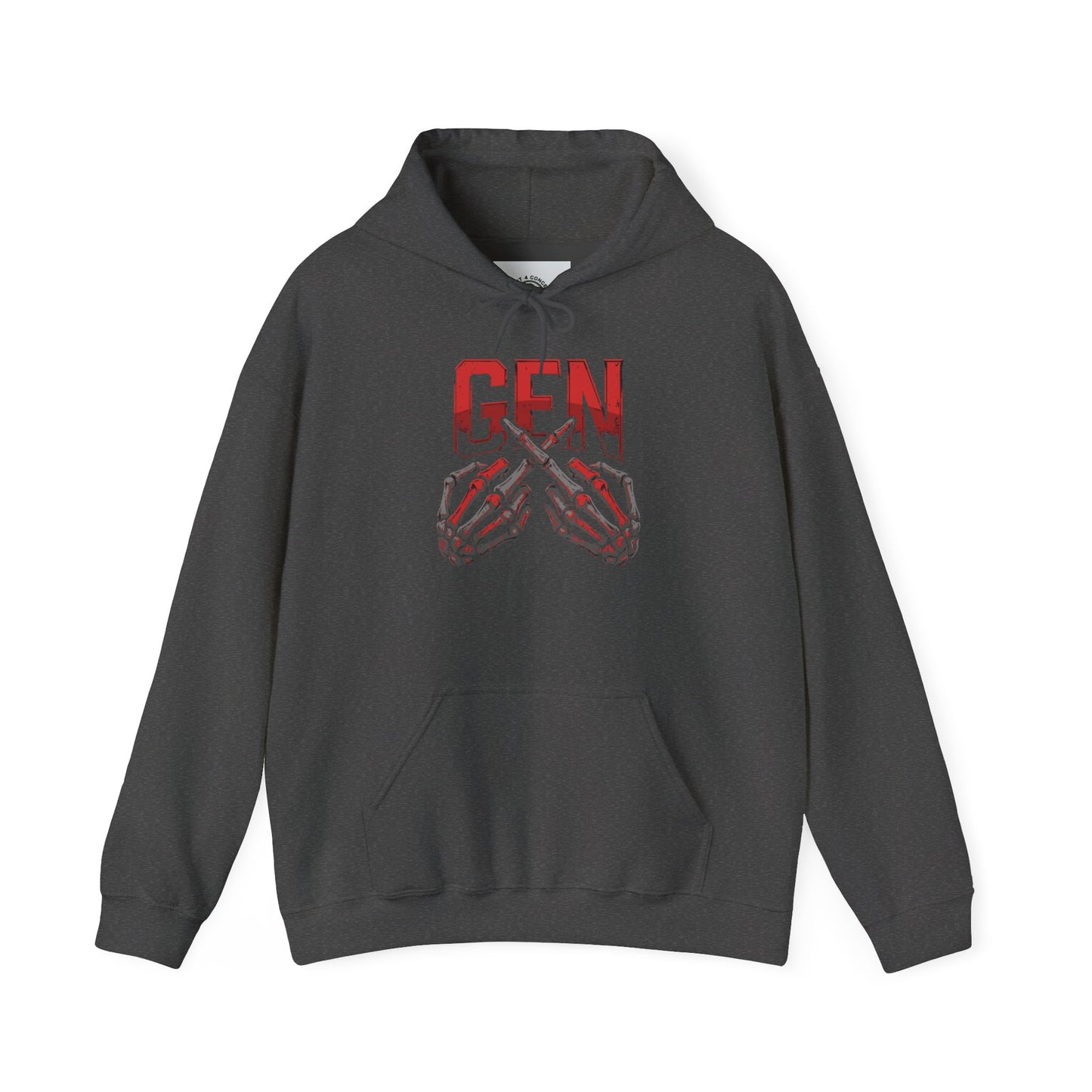 Gen Z Skull Hands Hoodie — 'GEN' Graphic Streetwear Pullover