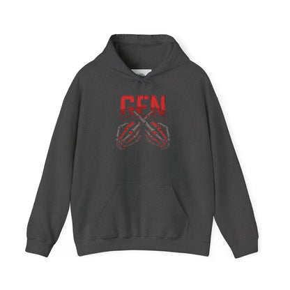Gen Z Skull Hands Hoodie — 'GEN' Graphic Streetwear Pullover