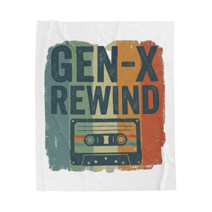 Gen-X Rewind Velveteen Plush Blanket — Retro Cassette Tape Throw for 80s/90s Nostalgia