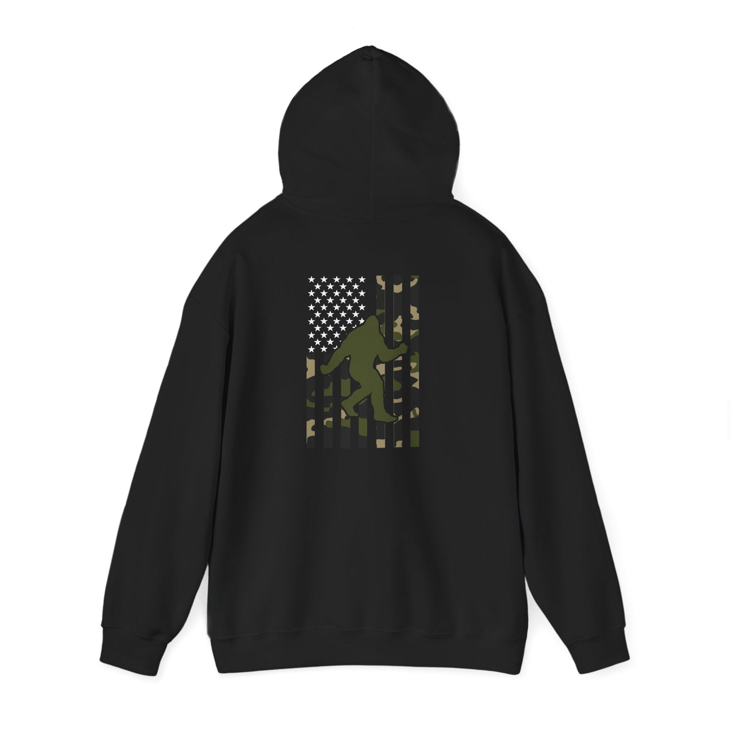 Bigfoot Camo Flag Hoodie – Sasquatch Hunting Outdoor Pullover