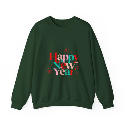 New Year Crewneck Sweatshirt — "Happy New Year" Festive Holiday Sweatshirt