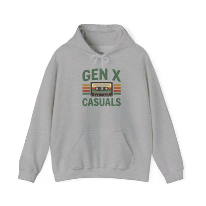 Gen X Casuals Hoodie — Retro Cassette Vintage Sweatshirt for '90s Nostalgia