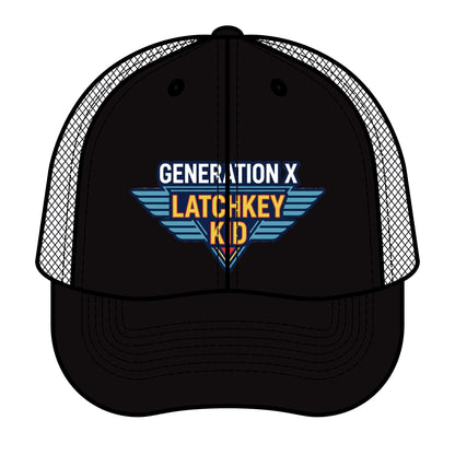 Generation X Latchkey Kid Trucker Hat — Retro Winged Logo Cap