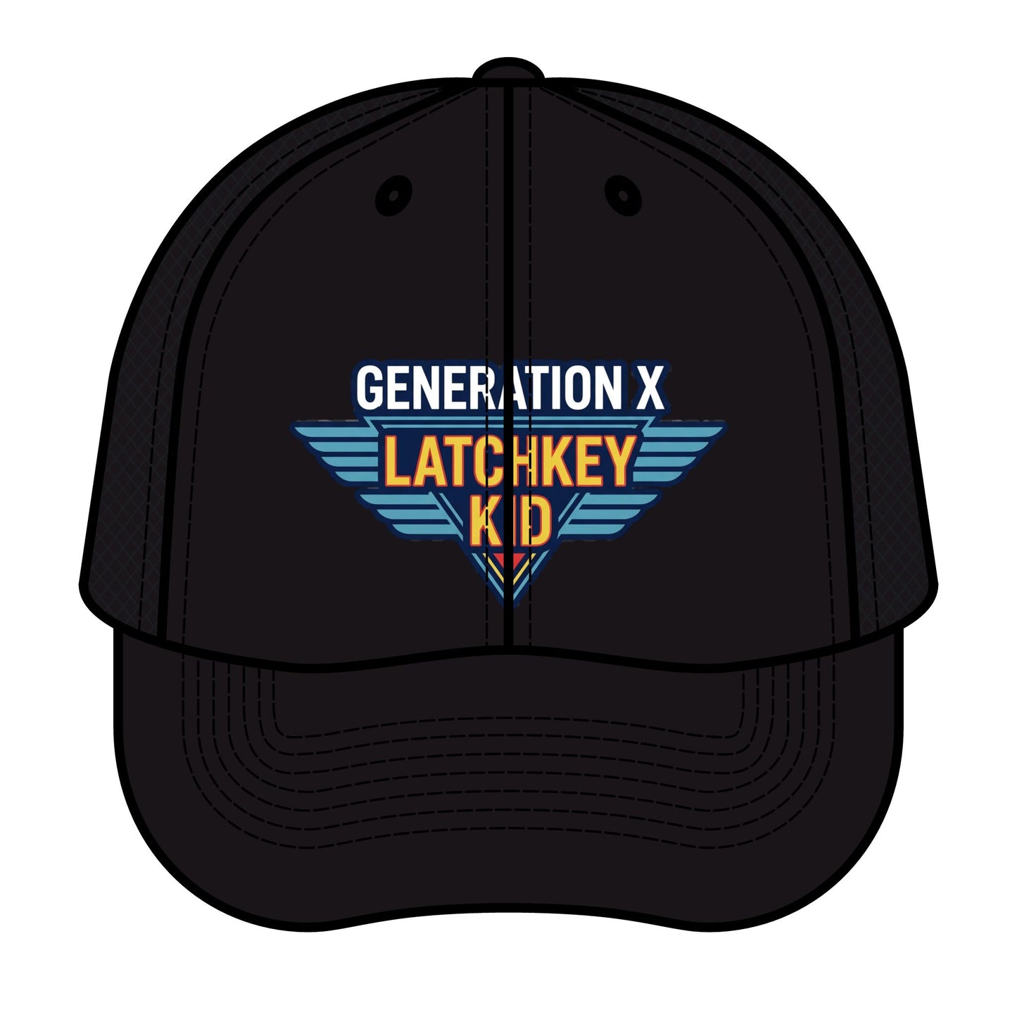 Generation X Latchkey Kid Trucker Hat — Retro Winged Logo Cap