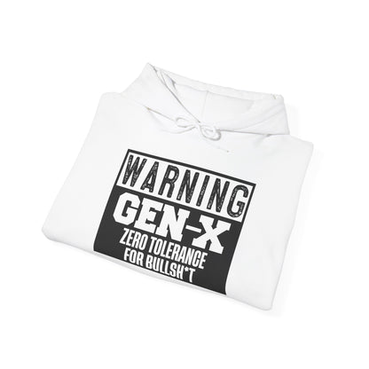 Gen-X Warning Hoodie — "Zero Tolerance for Bullsh*t" Vintage Style Sweatshirt