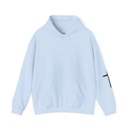 Blessed Cross Hoodie — Christian Faith Pullover with Cross Sleeve Design