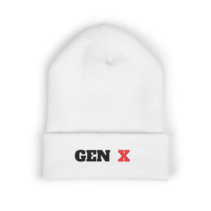 Gen X Embroidered Cuff Beanie — Retro Pride Winter Hat