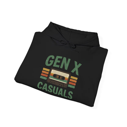 Gen X Casuals Hoodie — Retro Cassette Vintage Sweatshirt for '90s Nostalgia