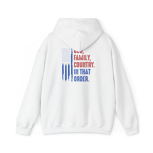 Patriotic "God, Family, Country" Hoodie — American Flag Statement Sweatshirt