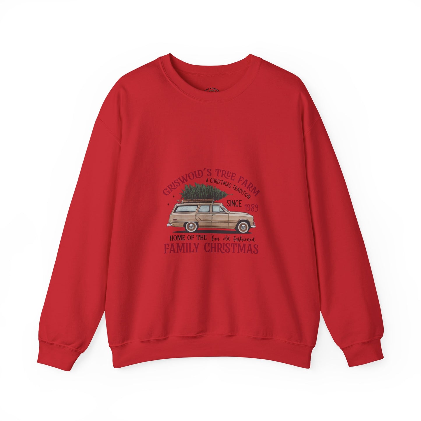 Family Christmas Sweatshirt — Croswold’s Tree Farm Vintage Station Wagon Design