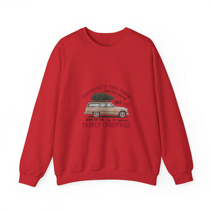 Family Christmas Sweatshirt — Croswold’s Tree Farm Vintage Station Wagon Design