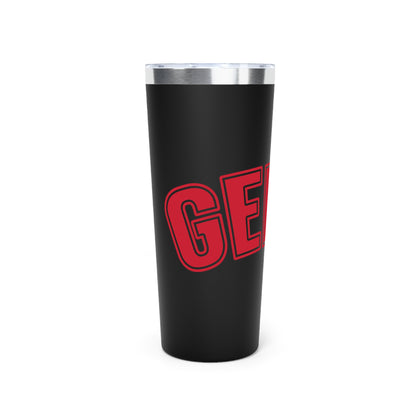 22oz Insulated Tumbler — Bold Red Lettering on Matte Black