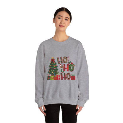 Ho Ho Ho Christmas Sweatshirt – Festive Tree & Gifts Holiday Crewneck