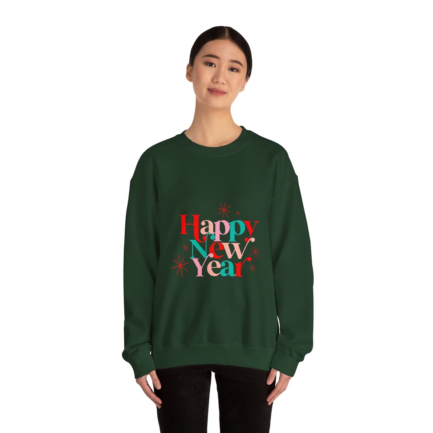 New Year Crewneck Sweatshirt — "Happy New Year" Festive Holiday Sweatshirt