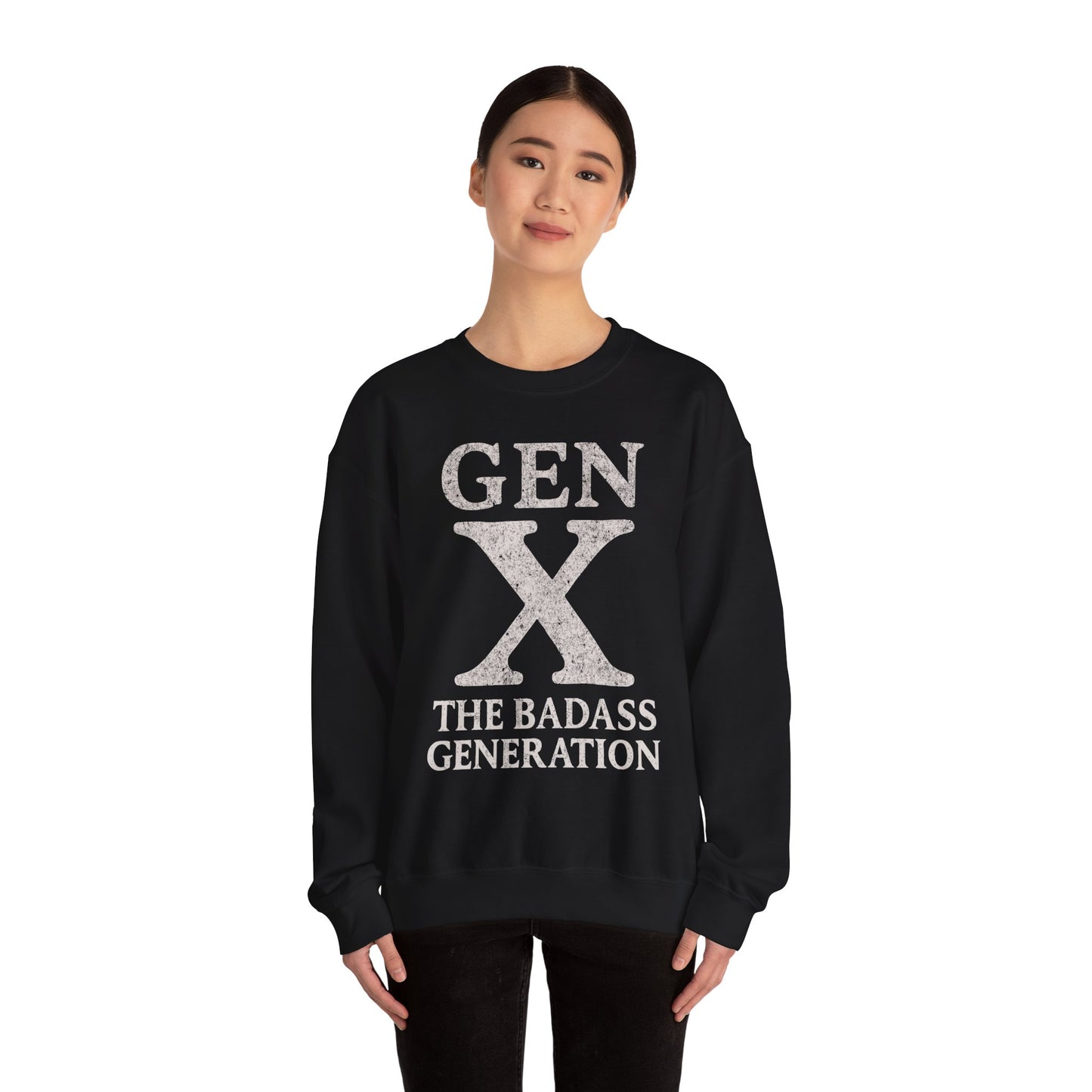 Gen X Crewneck Sweatshirt - “Gen X The Badass Generation” Retro Graphic