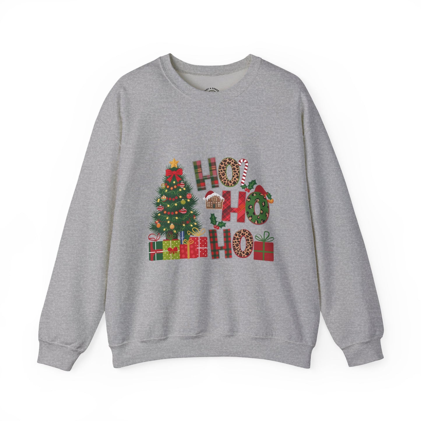 Ho Ho Ho Christmas Sweatshirt – Festive Tree & Gifts Holiday Crewneck