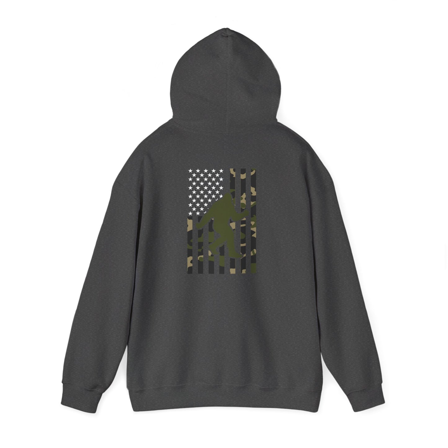 Bigfoot Camo Flag Hoodie – Sasquatch Hunting Outdoor Pullover