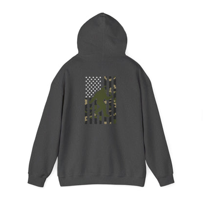 Bigfoot Camo Flag Hoodie – Sasquatch Hunting Outdoor Pullover