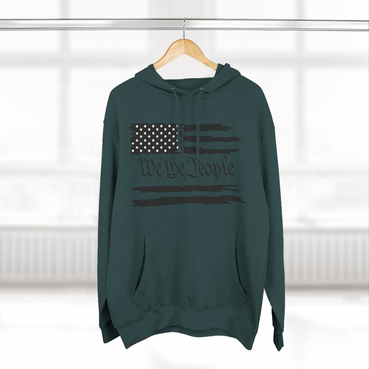Patriotic "We the People" Hoodie - Distressed American Flag Pullover