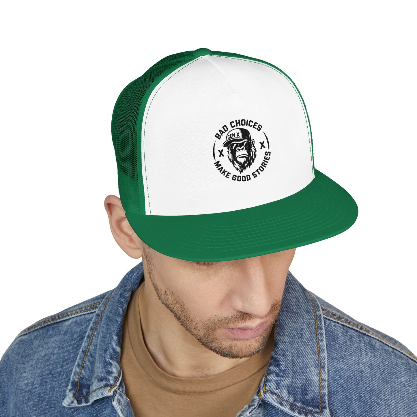 Embroidered 5 Panel Trucker Cap - Stylish Casual Hat for Outdoor Adventures, Perfect Gift for Dad, Summer Vibes, Fashionable Headwear