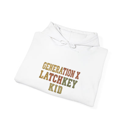 Gen X Latchkey Kid Hoodie — Retro Stencil Graphic Sweatshirt