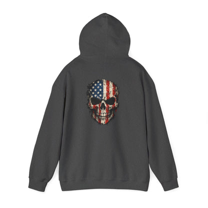 American Flag Skull Hoodie — Patriotic Grunge Pullover