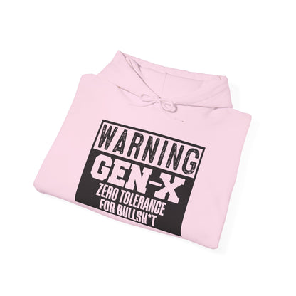 Gen-X Warning Hoodie — "Zero Tolerance for Bullsh*t" Vintage Style Sweatshirt