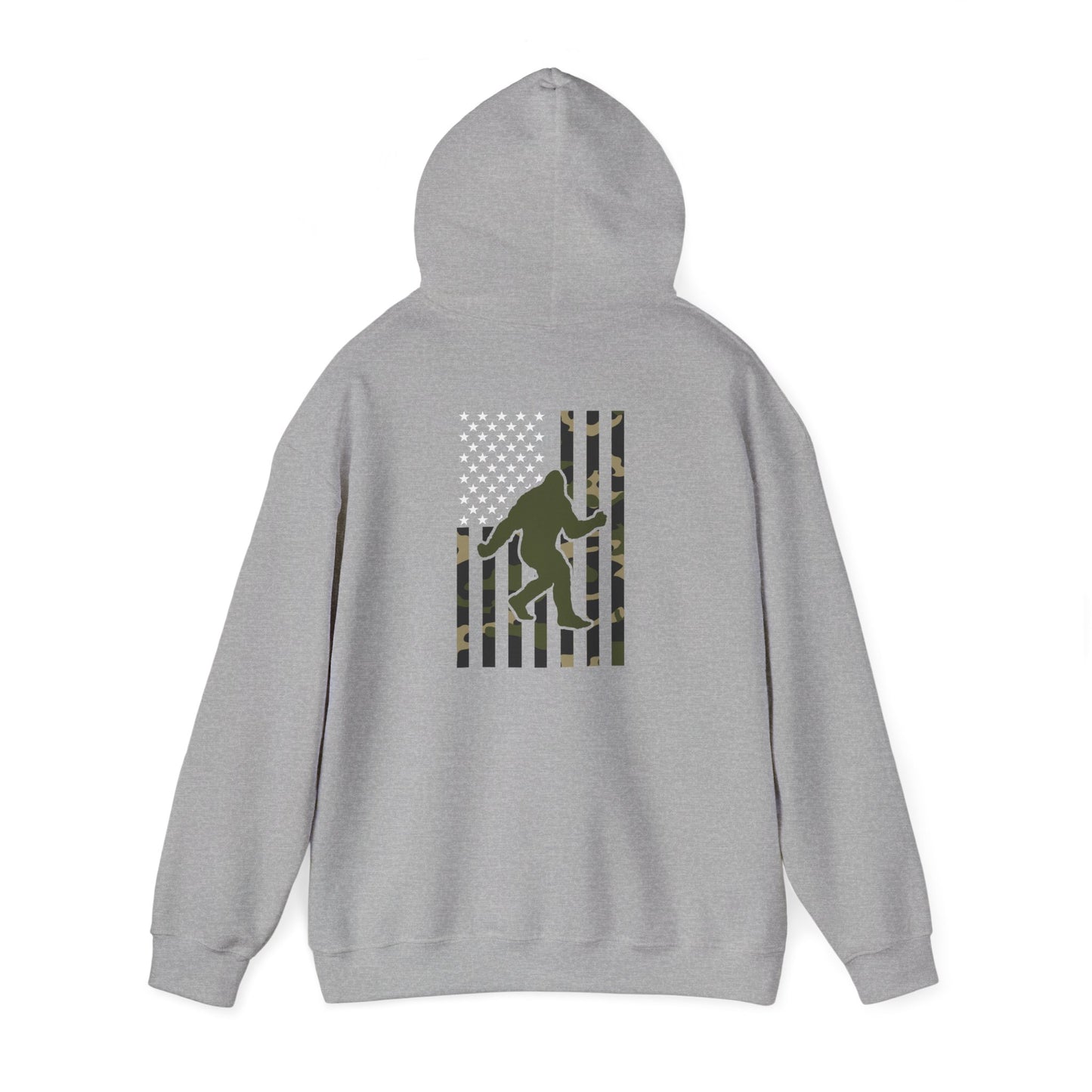 Bigfoot Camo Flag Hoodie – Sasquatch Hunting Outdoor Pullover