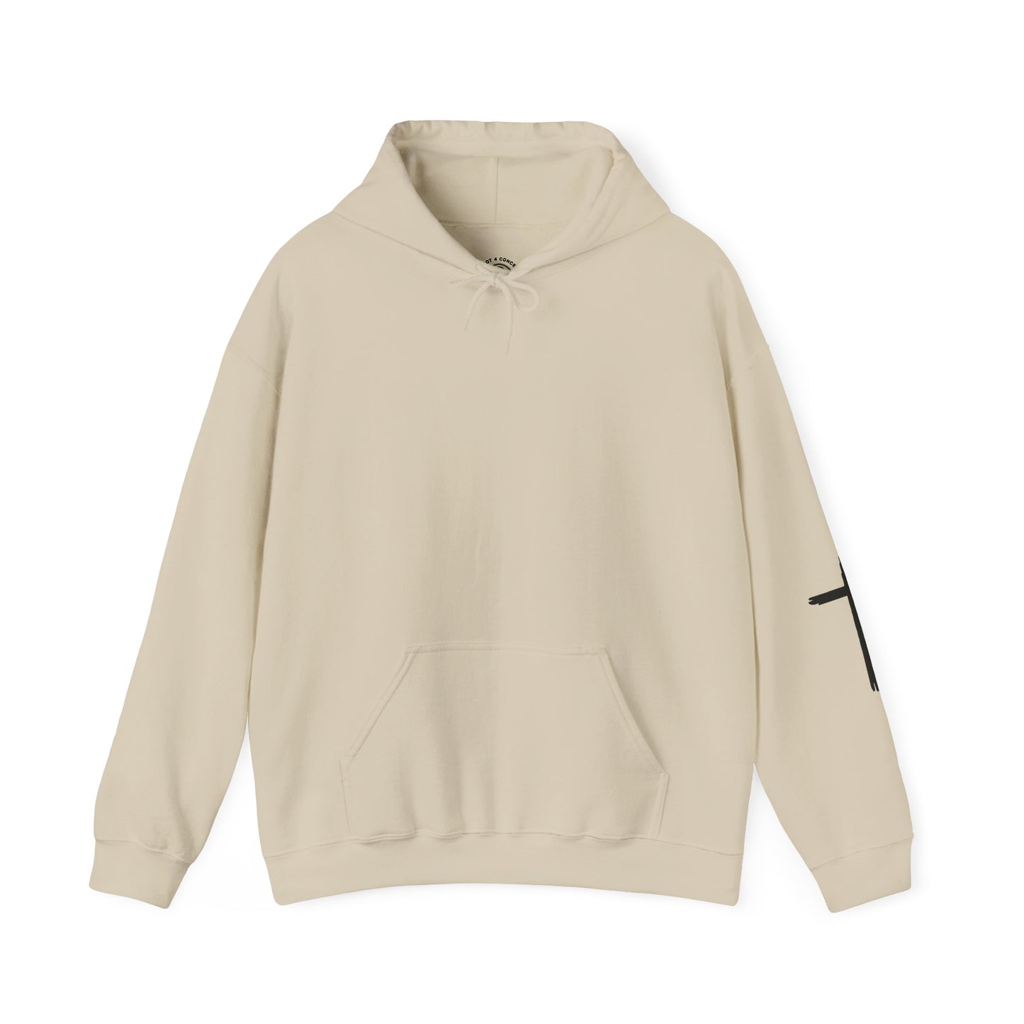 Blessed Cross Hoodie — Christian Faith Pullover with Cross Sleeve Design