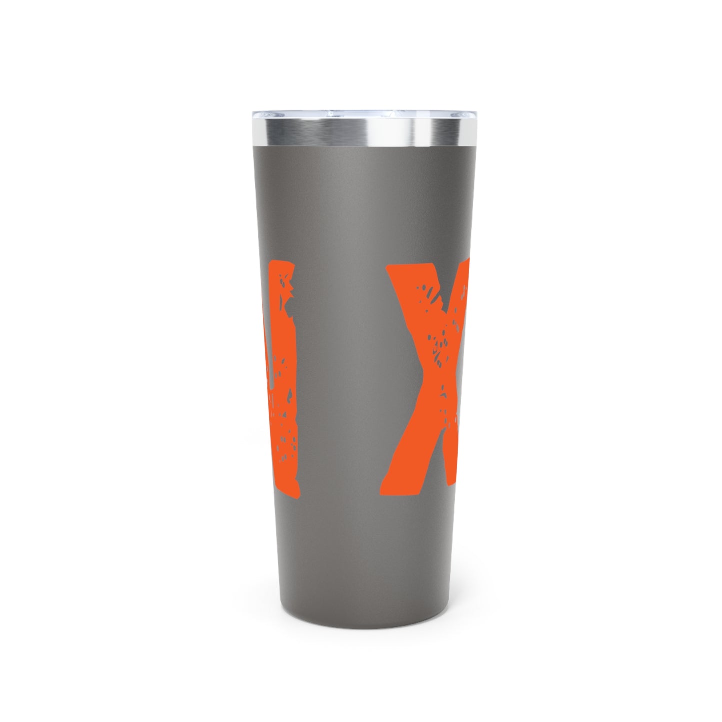 Tumbler — Black 22oz Insulated Travel Cup with Bold Distressed Orange Text