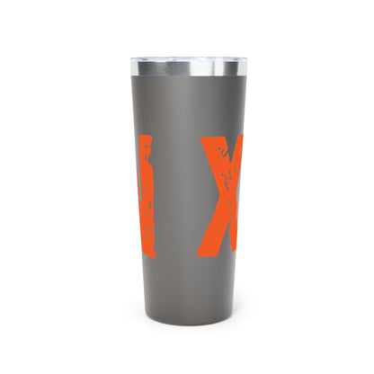 Tumbler — Black 22oz Insulated Travel Cup with Bold Distressed Orange Text