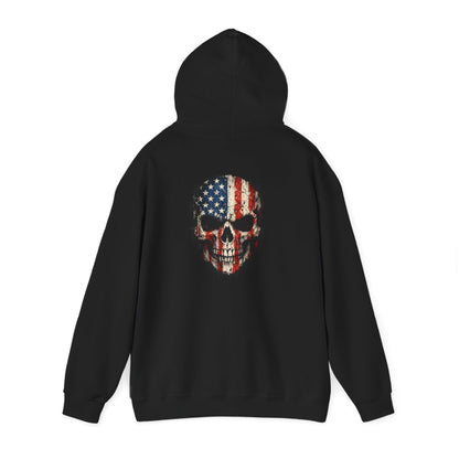 American Flag Skull Hoodie — Patriotic Grunge Pullover