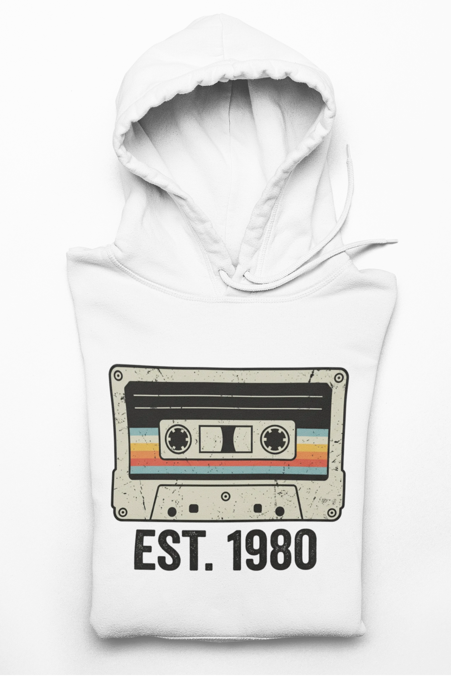 1980 Retro Cassette Hoodie — Est. 1980 Vintage Music Sweatshirt