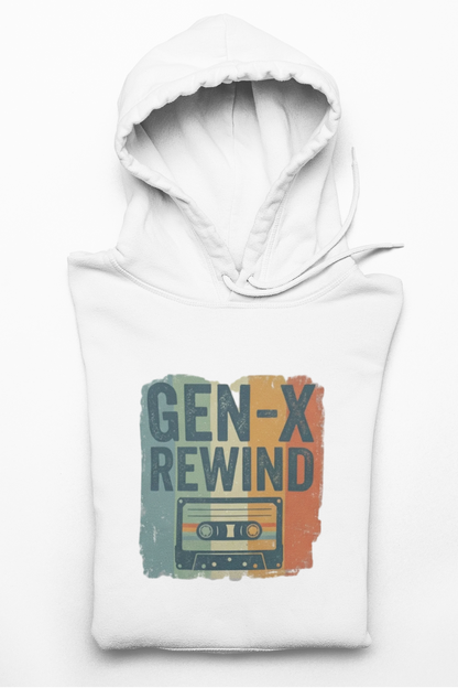 Gen-X Rewind Hoodie — Retro Cassette Tape Graphic Sweatshirt