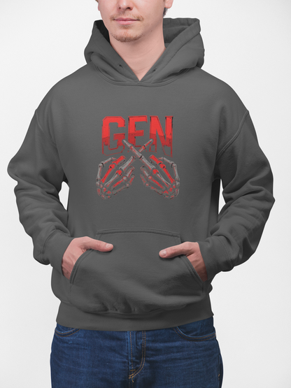 Gen Z Skull Hands Hoodie — 'GEN' Graphic Streetwear Pullover