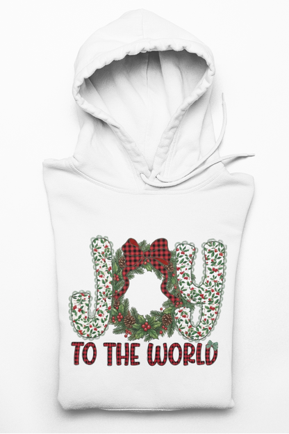 Joy to the World Hoodie — Festive Christmas Wreath Sweatshirt
