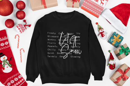 Crewneck Sweatshirt — Cozy Holiday Words “Oh Joy” Typography Design