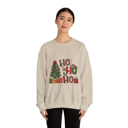 Ho Ho Ho Christmas Sweatshirt – Festive Tree & Gifts Holiday Crewneck
