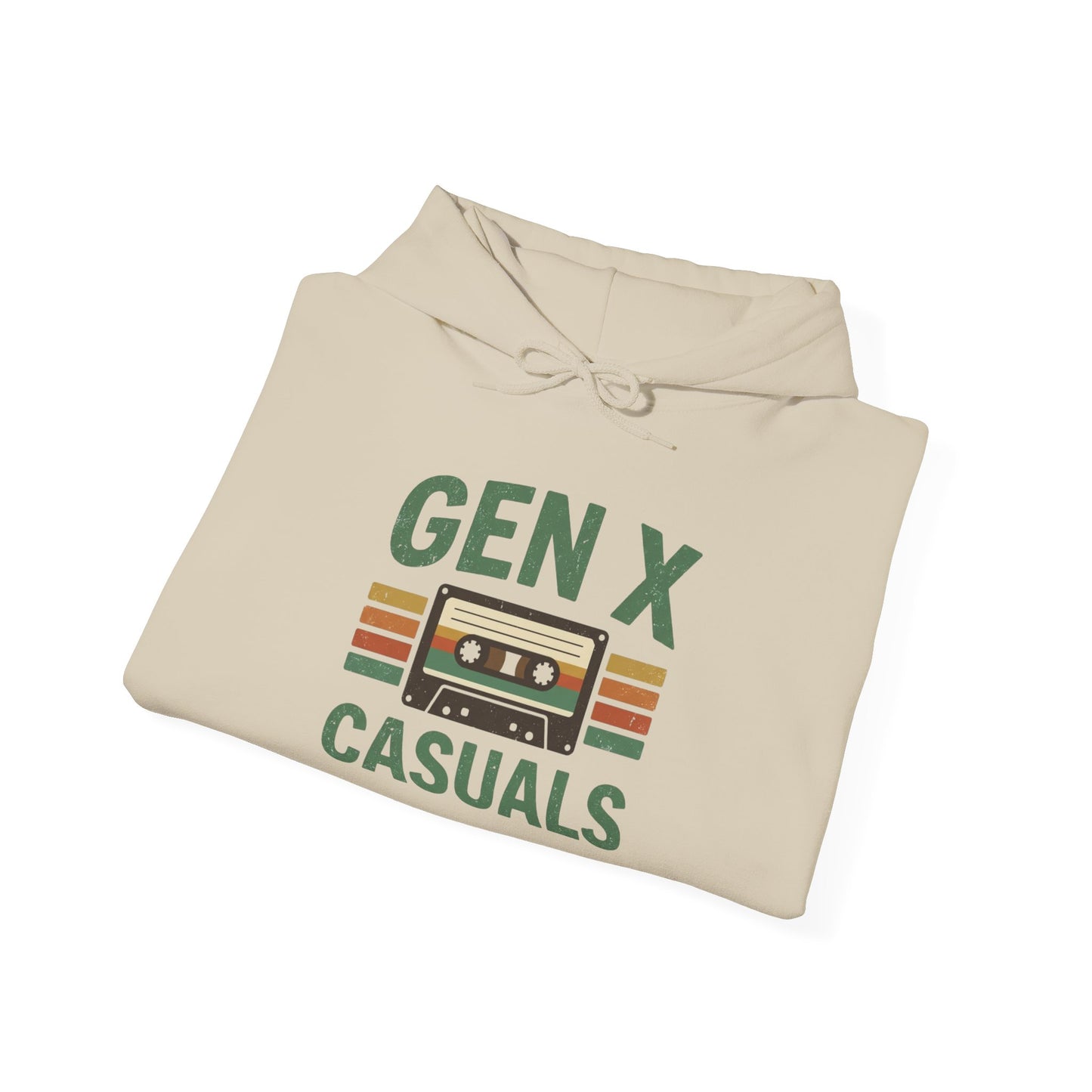 Gen X Casuals Hoodie — Retro Cassette Vintage Sweatshirt for '90s Nostalgia