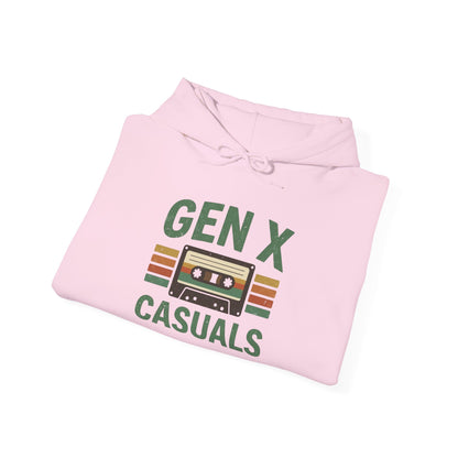 Gen X Casuals Hoodie — Retro Cassette Vintage Sweatshirt for '90s Nostalgia